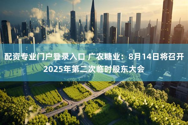 配资专业门户登录入口 广农糖业：8月14日将召开2025年第二次临时股东大会